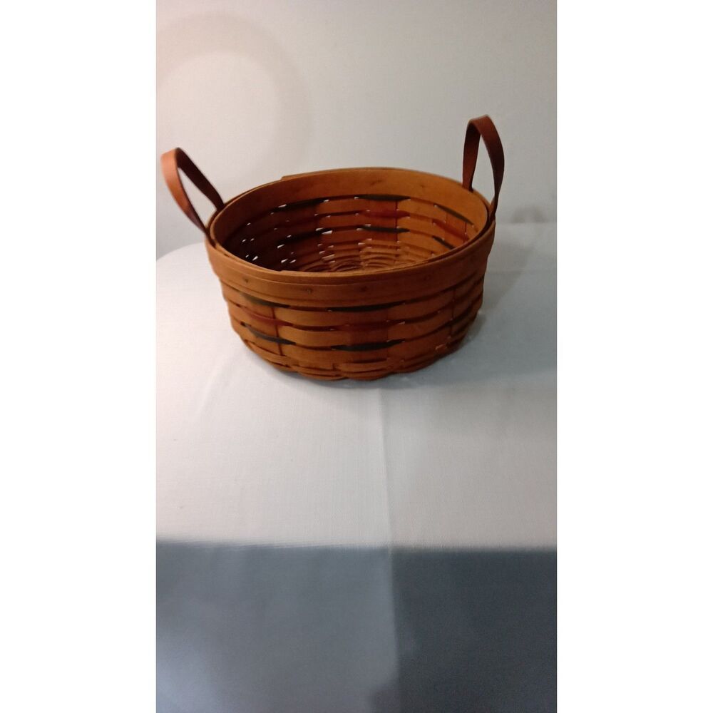Longaberger Basket 1994 Round with Leather Handles